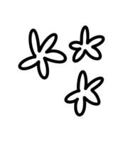 mão desenhado abstrato flor silhueta. Preto e branco esboço simples vetor ilustração. decorativo galhos. Primavera e verão folha ícone. rabisco estilo