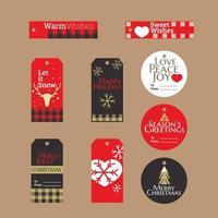 Christmas Gift Tags and Labels with Buffalo Style Background vetor