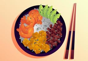 Healthy Poke Bowl Vectors