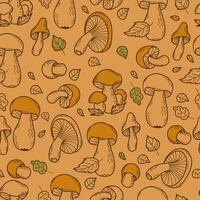 desatado outono padronizar com floresta cogumelos. vetor ilustração dentro rabisco mão desenhado estilo.