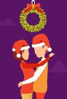 Love couple standing under mistletoe vetor