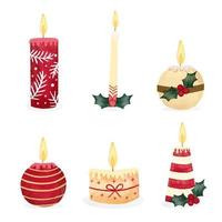 Cute Christmas Candle Collection vetor