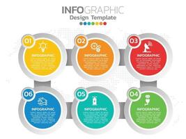 modelo de design de infográfico com 6 opções de cores. vetor