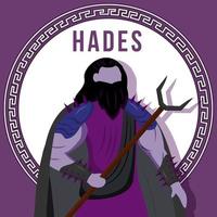 Maquete de postagem de mídia social roxa do hades. deus grego antigo. figura mitológica. modelo de design de banner da web. impulsionador de mídia social, layout de conteúdo. pôster, cartão para impressão com ilustrações planas vetor