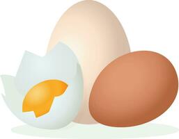 quebrado ovo todo ovo estoque vetor ilustração, quebrado ovo e ovo Concha , branco ovo e Castanho ovo , quebrado frango ovo com ovo gema estoque vetor imagem
