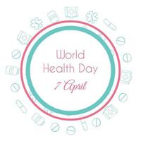 World health day. Hand drawn medical illustration. Pharmacy vector background.