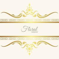 desenho de banner dourado com fundo floral vetor