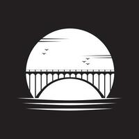 silhueta do ponte com lua às noite logotipo vetor ilustração Projeto modelo