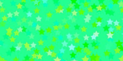 modelo de vetor verde claro com estrelas de néon. ilustração colorida com estrelas gradientes abstratas. padrão para sites, páginas de destino.