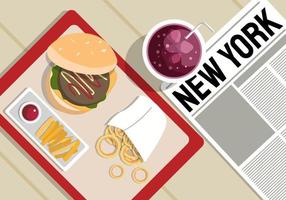 New York Food Background Illustration vetor