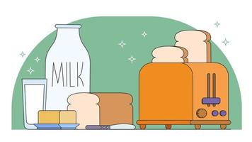 Milk Toast And Butter Vector