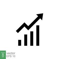 lucro crescimento ícone. simples sólido estilo. crescendo bares gráfico com Aumentar seta, dinheiro ganho, o negócio conceito. Preto silhueta, glifo símbolo. vetor ilustração isolado em branco fundo. eps 10.
