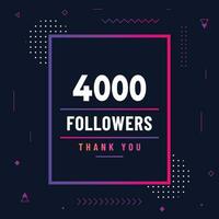 obrigado você 4k assinantes ou seguidores. rede social meios de comunicação moderno postar Projeto vetor