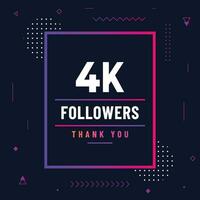 obrigado você 4k assinantes ou seguidores. rede social meios de comunicação moderno postar Projeto vetor