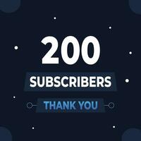 obrigado você 200 assinantes ou seguidores. rede social meios de comunicação moderno postar Projeto vetor