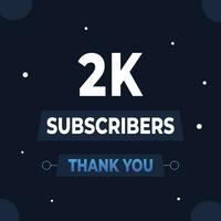 obrigado você 2k assinantes ou seguidores. rede social meios de comunicação moderno postar Projeto vetor