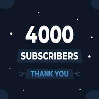 obrigado você 4k assinantes ou seguidores. rede social meios de comunicação moderno postar Projeto vetor