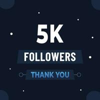 obrigado você 5k assinantes ou seguidores. rede social meios de comunicação moderno postar Projeto vetor