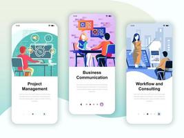 Set of onboarding screens user interface kit for Management vetor