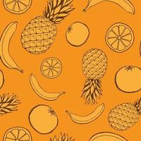 padrão sem emenda com elementos de frutas de mão desenhada. papel de parede vegetariano. para design de embalagens, têxteis, plano de fundo, cartões postais de design e cartazes. vetor