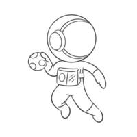 astronauta dentro Alto espíritos jogando handebol para coloração vetor