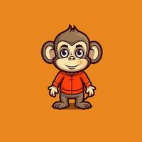 minimalista vetor imagem do engraçado macaco desenho animado