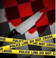 Crime scene with yellow police tape, graphic illustratin vector