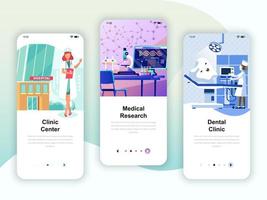 Set of onboarding screens user interface kit for Medicine vetor