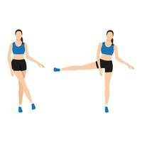 mulher fazendo lado perna levanta exercício. plano vetor ilustração isolado em branco fundo