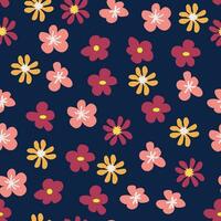 floral vintage desatado padronizar. hippie flor poder retro têxtil imprimir. groovy botânico papel de parede vetor