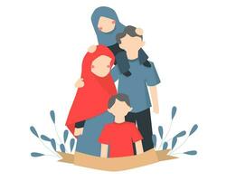 fofa feliz muçulmano família ilustração vetor