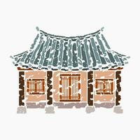 editável vetor ilustração do escova golpes estilo frente Visão tradicional hanok coreano casa construção para obra de arte elemento do oriental história e cultura relacionado Projeto