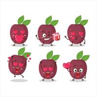 paixão fruta desenho animado personagem com amor fofa emoticon vetor