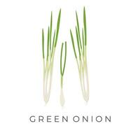 fresco verde cebola ou Scallion realista vetor ilustração logotipo