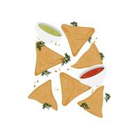 frito pastelaria samosa ilustração logotipo vetor