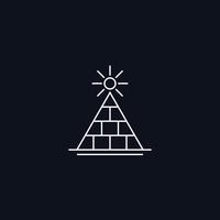 Símbolo de linha, pirâmide com sol vetor