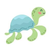 desenho animado feliz bebê tartaruga em isolado branco fundo. personagem do a mar animais para a logotipo, mascote, Projeto. vetor ilustração