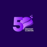 Celebração de aniversário de 50 anos, ilustração de design de modelo vetorial roxo vetor