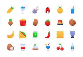 conjunto de ícones gradiente de alimentos e bebidas vetor