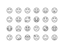 emoticon e conjunto de ícones de contorno de emoji vetor
