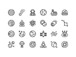 conjunto de ícones de contorno de objetos espaciais vetor
