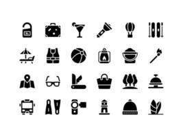 conjunto de ícones de glifo de férias e viagens vetor
