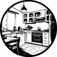 cozinha, Preto e branco vetor ilustração