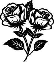 rosas - Preto e branco isolado ícone - vetor ilustração