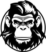 macaco - Preto e branco isolado ícone - vetor ilustração