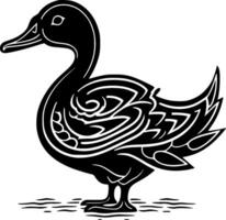 Pato - Preto e branco isolado ícone - vetor ilustração