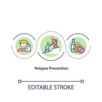 ícone do conceito de prevenção de recaída. ajudando pessoas viciadas a lutar contra doenças. ilustração de linha fina de ideia de processo de tratamento de dependência. desenho de cor de contorno isolado vetor. curso editável vetor