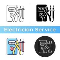 ícone de ferramentas de eletricista. instrumentos de teste. garantindo a segurança ideal. chaves de fenda. campo da engenharia elétrica. analisador de circuito. estilos de cor preta e rgb linear. ilustrações vetoriais isoladas vetor