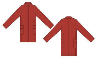 grandes manga joelho comprimento casaco Jaqueta vetor ilustração modelo frente e costas Visualizações