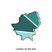 mapa do landau a der isar vetor Projeto modelo, nacional fronteiras e importante cidades ilustração